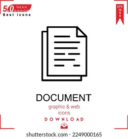 vector de icono de documento. Gestión de marketing de negocios, nuevos iconos , sencillos, aislados, aplicación , logotipo, icono plano para el diseño de sitios web o aplicaciones móviles, 
Diseño de la interfaz de usuario UX Curso editable. EPS10