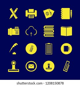 document icon. document vector icons set paper clip, notebook pencil, books and printer
