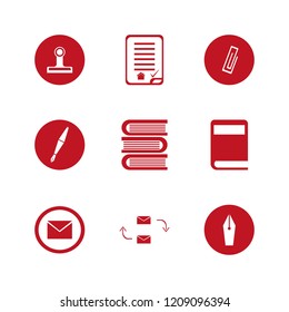 document icon. document vector icons set fountain pen, paper clip, house buying contract and envelope