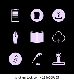 document icon. document vector icons set notebook pencil, open book, fountain pen and medical report