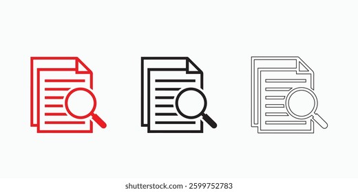 document icon vector icons set in black and red format
