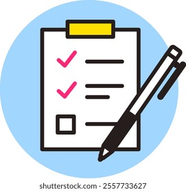 Document icon. Vector illustration of clipboard, questionnaire, checklist. Materials in business.