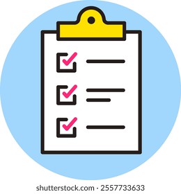 Document icon. Vector illustration of clipboard, questionnaire, checklist. Materials in business.