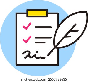 Document icon. Vector illustration of clipboard, questionnaire, checklist. Materials in business.