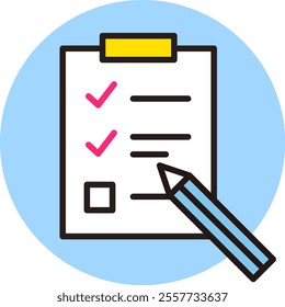 Document icon. Vector illustration of clipboard, questionnaire, checklist. Materials in business.