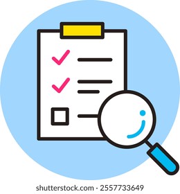 Document icon. Vector illustration of clipboard, questionnaire, checklist. Materials in business.