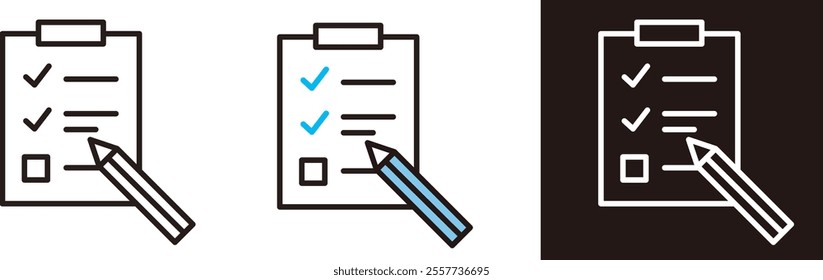 Document icon. Vector illustration of clipboard, questionnaire, checklist. Materials in business.