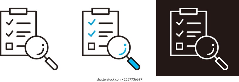 Document icon. Vector illustration of clipboard, questionnaire, checklist. Materials in business.