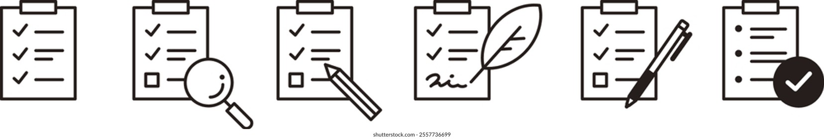 Document icon. Vector illustration of clipboard, questionnaire, checklist. Materials in business.