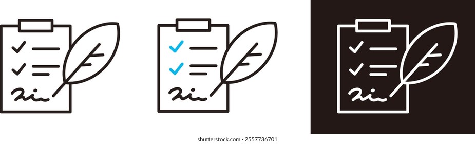 Document icon. Vector illustration of clipboard, questionnaire, checklist. Materials in business.