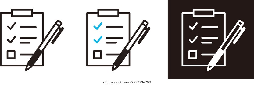 Document icon. Vector illustration of clipboard, questionnaire, checklist. Materials in business.