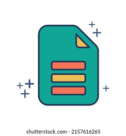 Icono de documento ilustraciones vectoriales estilo de glifo con color y signo más. Aislado sobre fondo blanco.