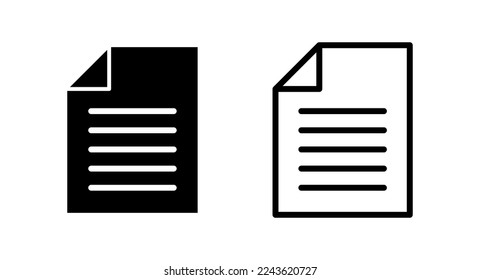 Ilustración vectorial de icono de documento. Signo y símbolo de papel. Icono de archivo