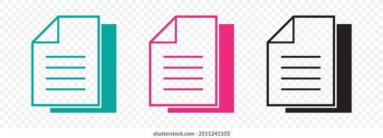 Document icon vector isolated on transparent background. Paper icon. File Icon