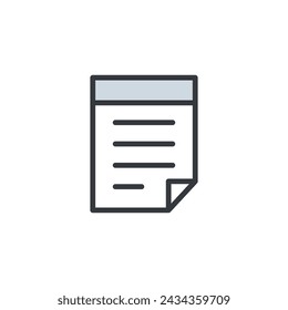 Document icon vector. Notepad, Document line icon vector isolated on white background