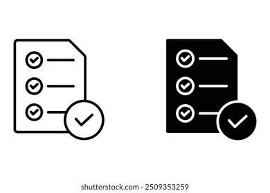 Document icon vector. Paper icon illustration line and black on White Background.