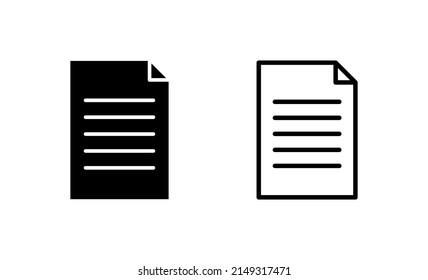 Document icon vector. Paper sign and symbol. File Icon