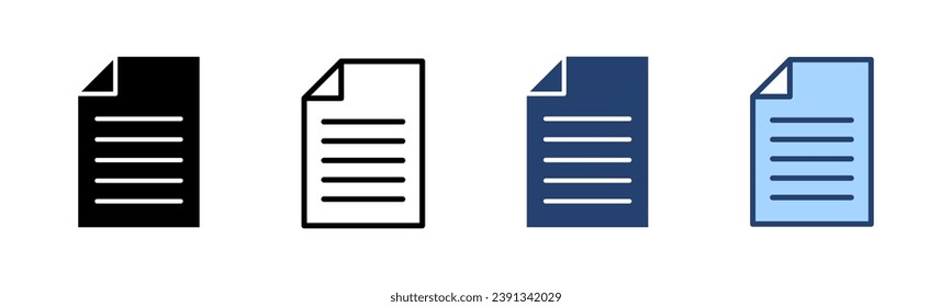 Document icon vector. Paper sign and symbol. File Icon