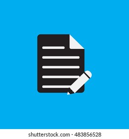 document icon vector, solid illustration, pictogram isolated on blue