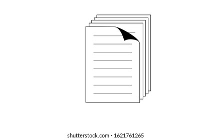 Document icon in white background. This document icon has several paper documents. This document consists of a collection of documents that have lines describing the document in which they are written