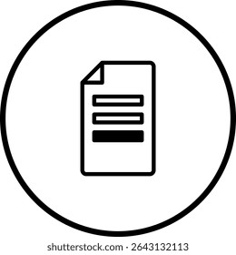 Document Icon within a Circular Frame for Web Design or Application Interface