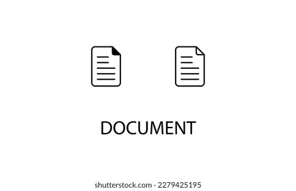 Document icons with 2 styles outline icon, glyph icon, vector stock
