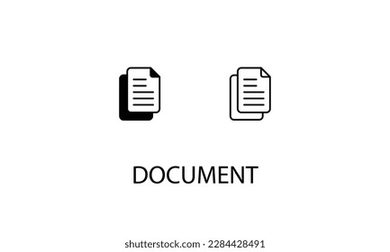 Document icons with 2 styles outline icon, glyph icon, vector stock