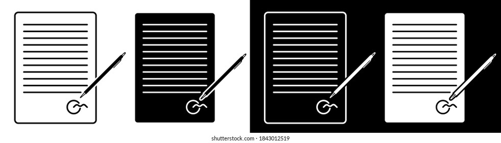 document icons with ballpoint pen. Signing contracts, registration of documents. Legal support for business. Vector