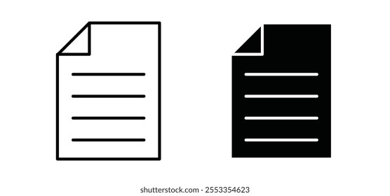 Iconos de documento en estilo negro relleno y delineado