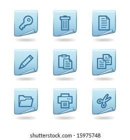 Iconos del documento, serie de stickers azules