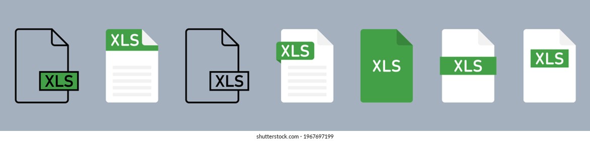 Document icons. Collection of file type icons. File formats. DOC, PDF, XLS