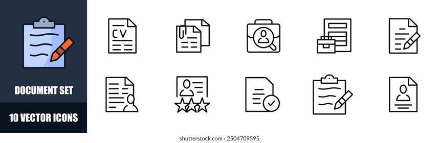 Document icons collection. Linear style. Vector icons. Vector icons.