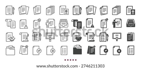 Document icons collection. Multi series icons. Line and glyph solid web icons collection