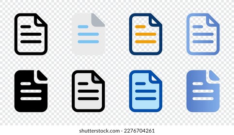 Document icons in different style. Document icons. Different style icons set. Vector illustration