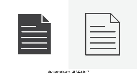 Document icons. flat and line style set