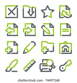 Document icons. Green gray contour series.