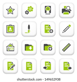 Document icons. Green gray series.