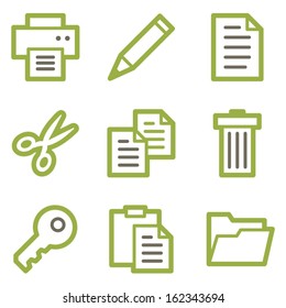 Document icons, green line contour series