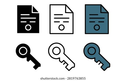 Document Icons With Keyhole Symbols In Different Colors