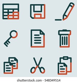 Document icons, light blue contour