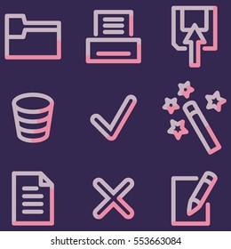 Document icons, light blue contour