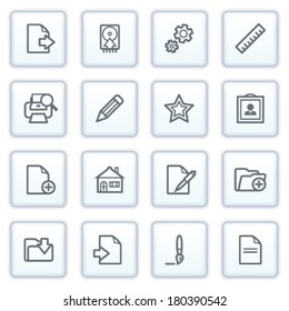 Document icons on blue buttons.