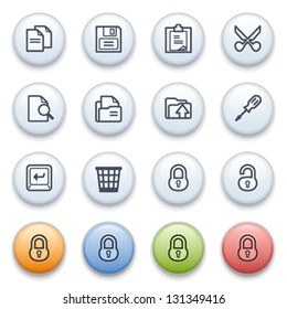 Document icons on color buttons.