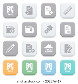 Document icons on color buttons.