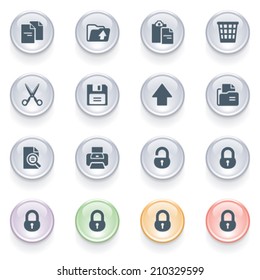 Document icons on color buttons.