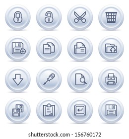 Document icons on gray buttons.