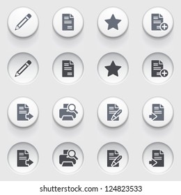 Document icons on white buttons. Set 1.