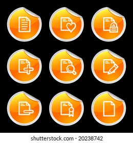 Document icons, orange circle sticker series set 2