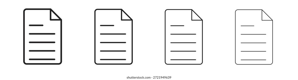 Iconos de documento delinean el diseño de Vector negro. Línea con trazo editable.