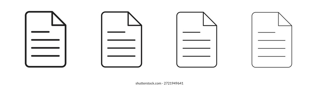 Iconos de documento delinean el diseño de Vector negro. Línea con trazo editable.